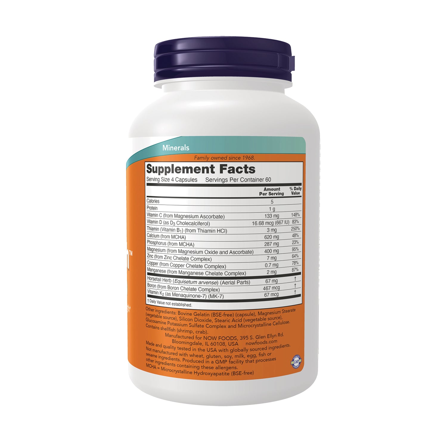 NWF658 | Supplement Facts label and ingredient panel on back of white supplement bottle