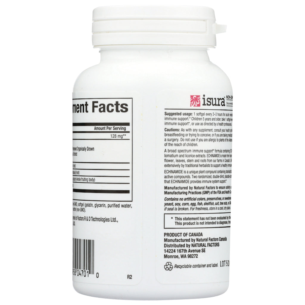 NFC105 | back label of white supplement bottle showing supplement facts, cautions, and barcode - Thumbnail