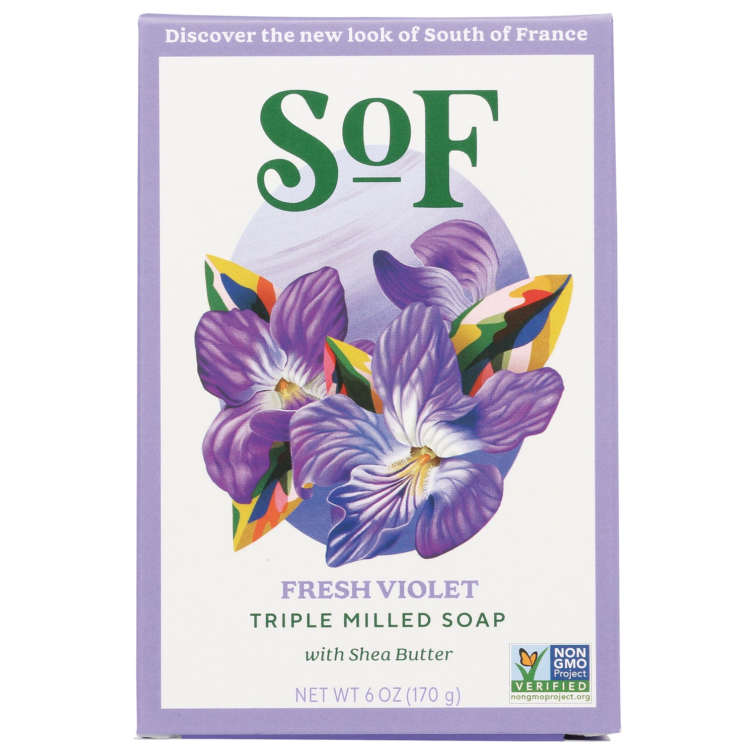 SOF017 | South of France SoF Fresh Violet triple milled soap bar with shea butter, 6 oz
