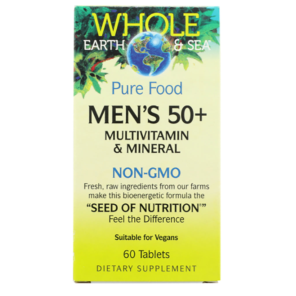 NFC190 | Whole Earth & Sea Pure Food Men's 50+ multivitamin and mineral box labeled NON-GMO, 60 tablets - Thumbnail