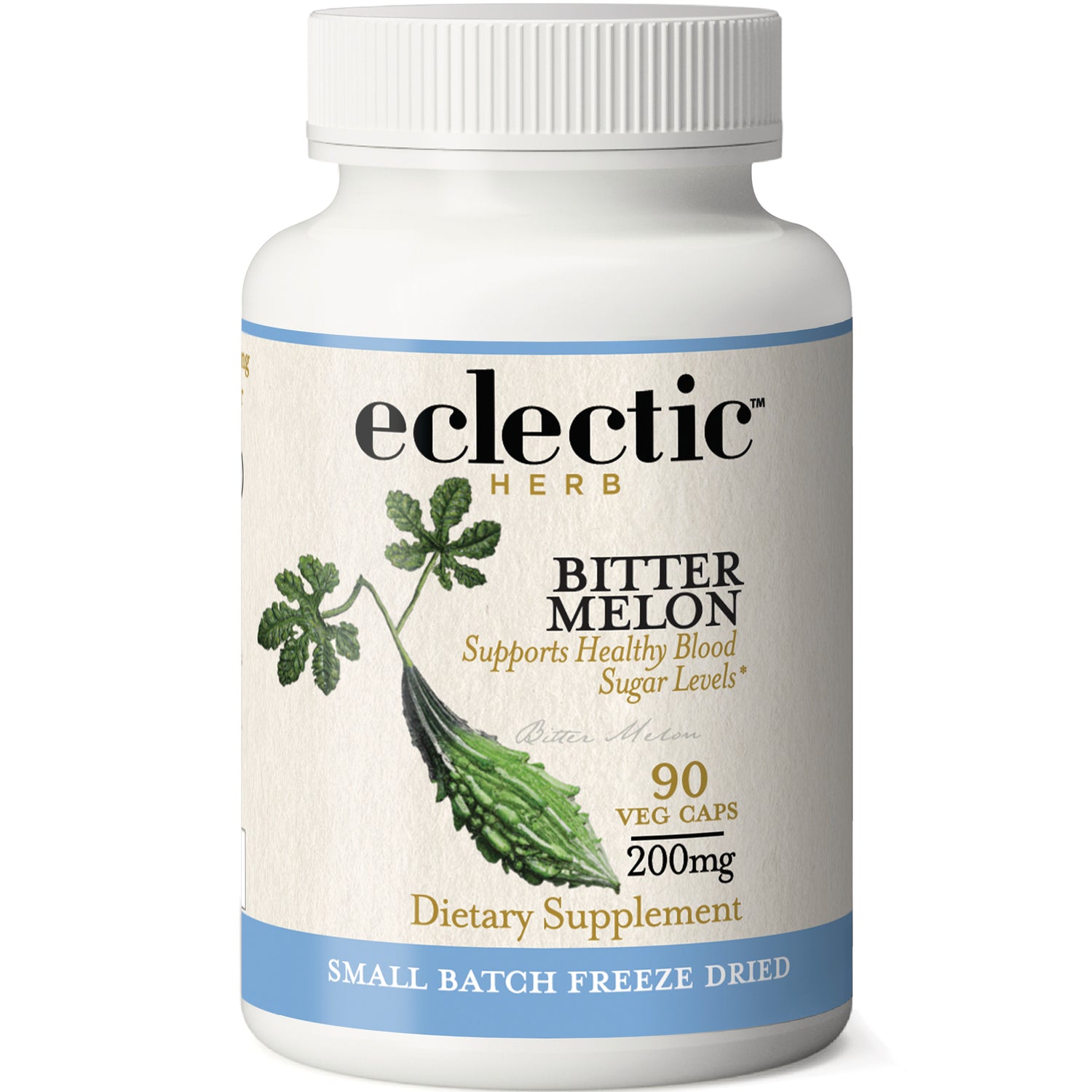 EC009 | Eclectic Herb Bitter Melon dietary supplement bottle front showing 90 veg caps 200 mg label