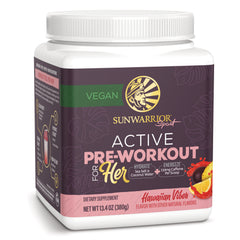 SNW056 | Sunwarrior Sport Active Pre-Workout for Her, Hawaiian Vibes flavor, vegan supplement, 13.4 oz