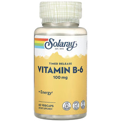 SLR415 | Solaray Timed Release Vitamin B-6 100 mg, 60 VegCaps bottle