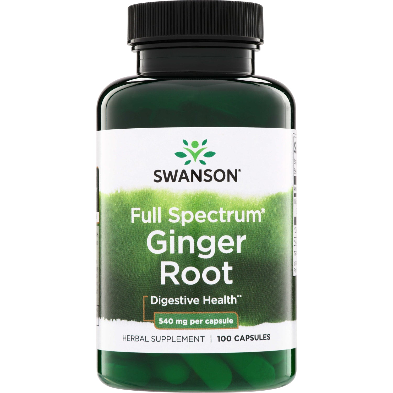 SW535 | Swanson Full Spectrum Ginger Root, Digestive Health, 540 mg per capsule, 100 capsules