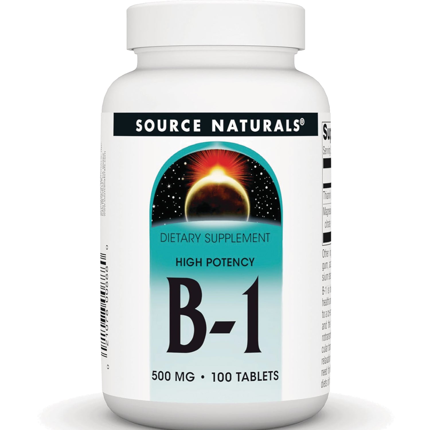 SN668 | Source Naturals B-1 dietary supplement, high potency, 500 mg, 100 tablets