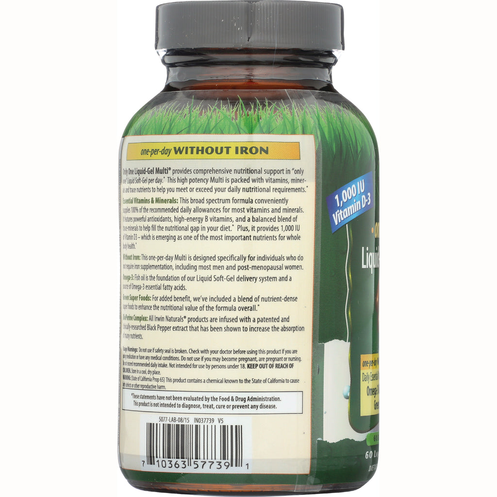 IR086 | back label of liquid supplement bottle showing ingredients panel, warnings, and barcode - Thumbnail