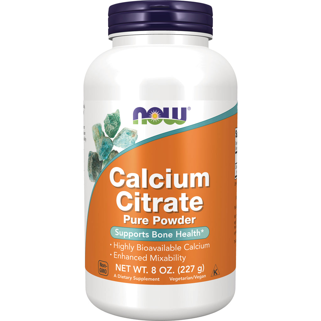 NWF865 | NOW Calcium Citrate pure powder supplement bottle with orange label, 8 oz (227 g) - Thumbnail