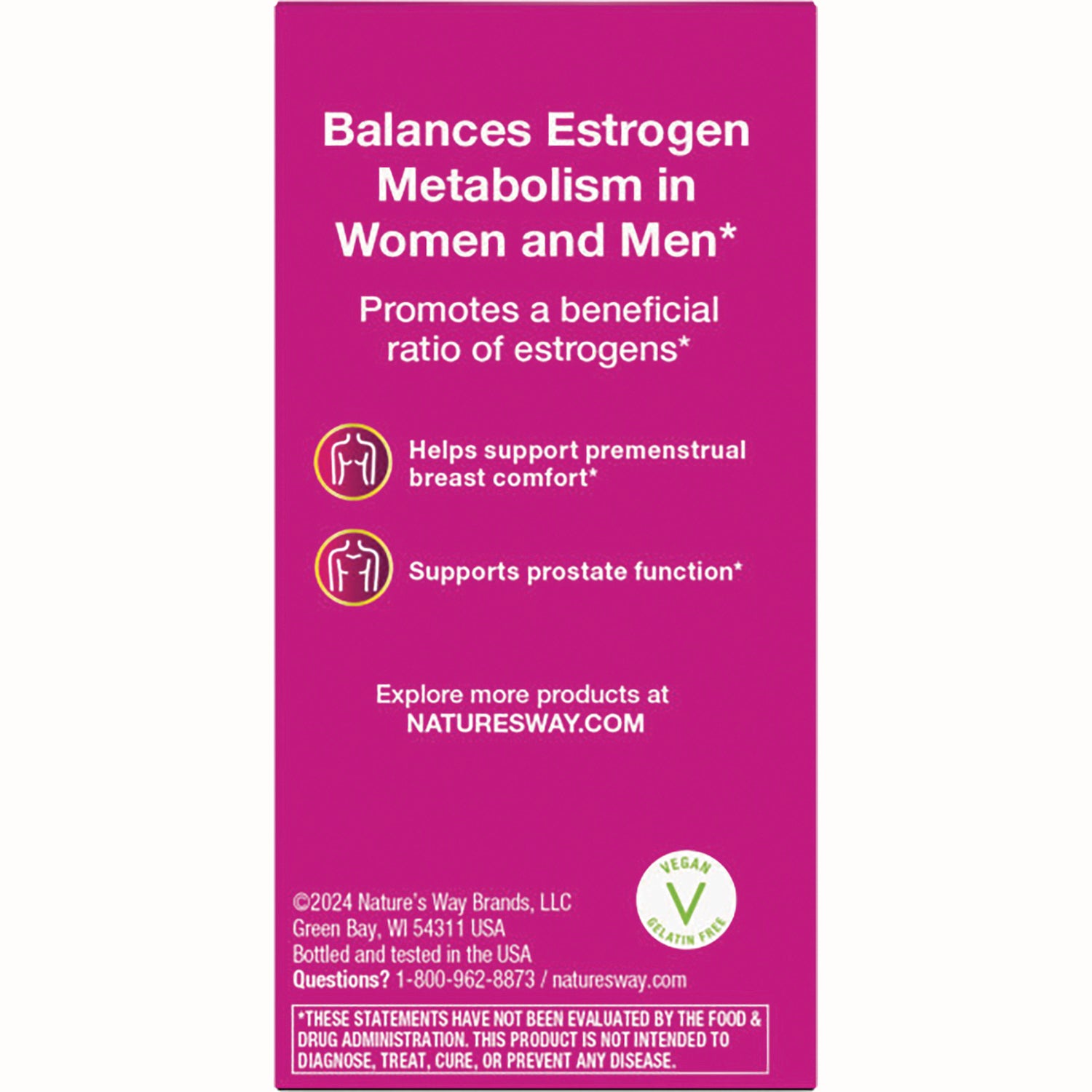 NW687 | Infographic: Balances estrogen metabolism in women and men; lists premenstrual breast comfort and prostate support