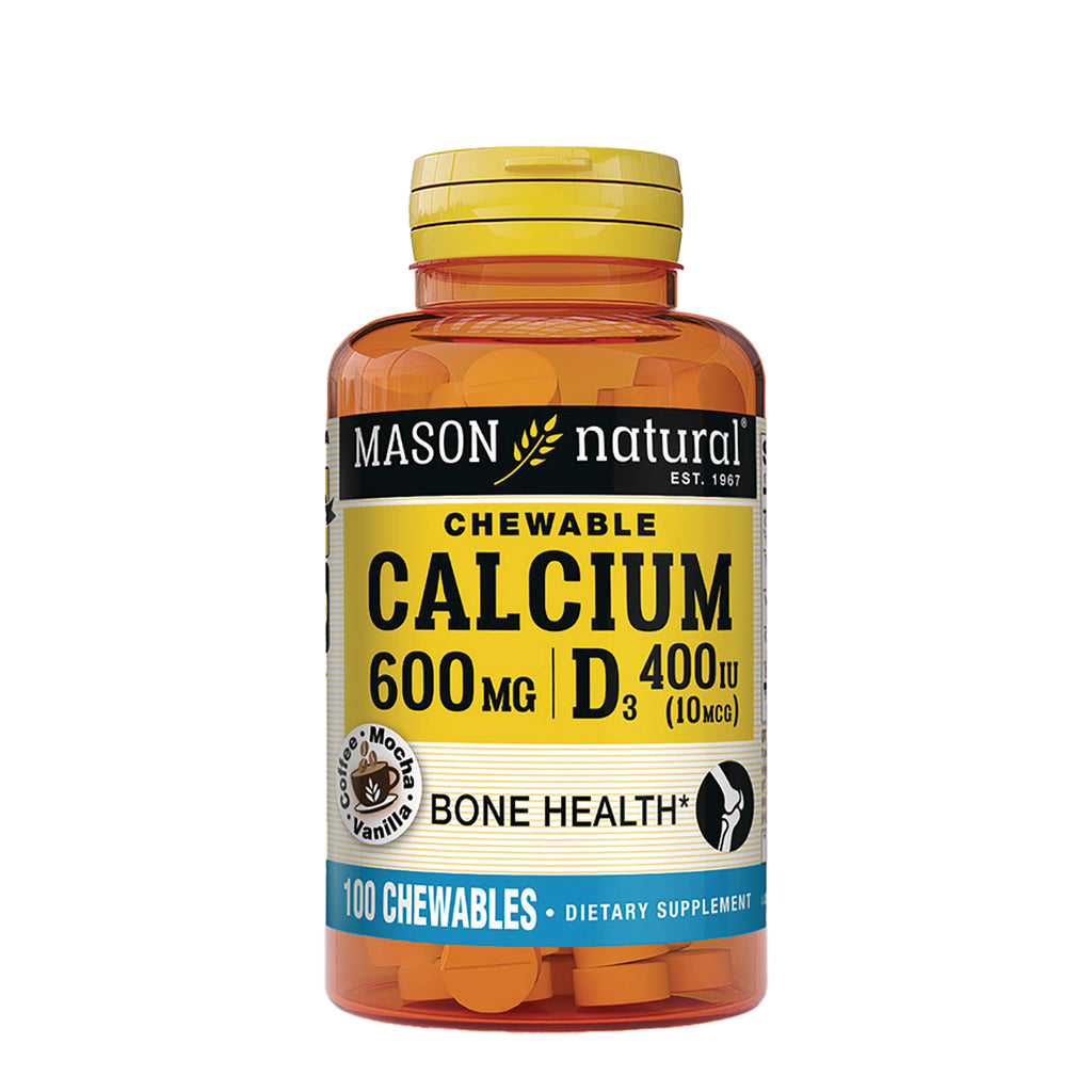 MSN008 | Mason Natural chewable calcium 600 mg with vitamin D3 400 IU bottle, 100 chewables - Thumbnail