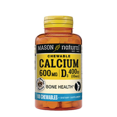 MSN008 | Mason Natural chewable calcium 600 mg with vitamin D3 400 IU bottle, 100 chewables