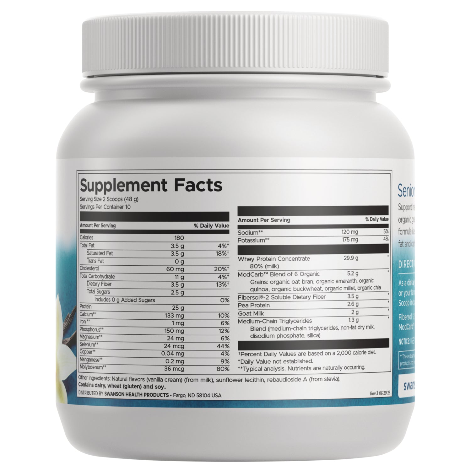 SWU1016 | Back label with ingredients and serving information