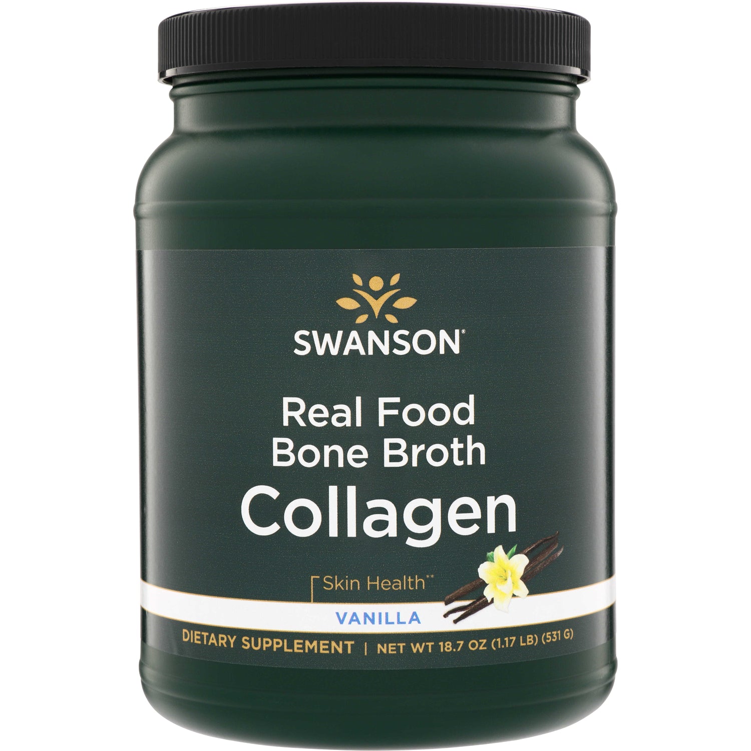 SWU1066 | Swanson Real Food Bone Broth Collagen powder, Vanilla flavor, 18.7 oz jar