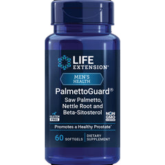 LE266 | Life Extension PalmettoGuard bottle, 60 softgels, men's health dietary supplement label