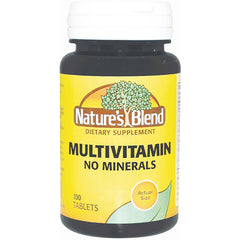 NAB091 | Nature's Blend multivitamin bottle, yellow label reading MULTIVITAMIN NO MINERALS, 100 tablets