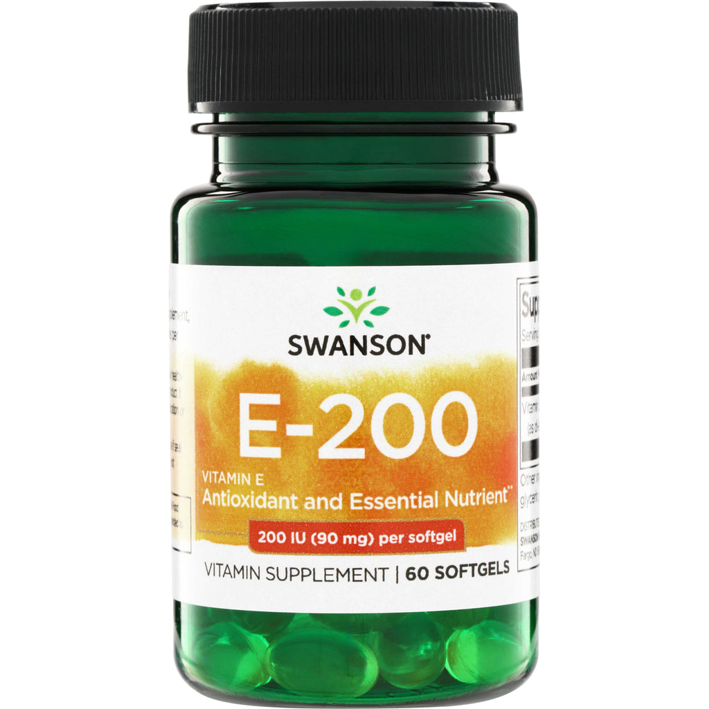 SW1437 | Swanson E-200 Vitamin E softgels, 200 IU (90 mg) per softgel, 60 count bottle - Thumbnail