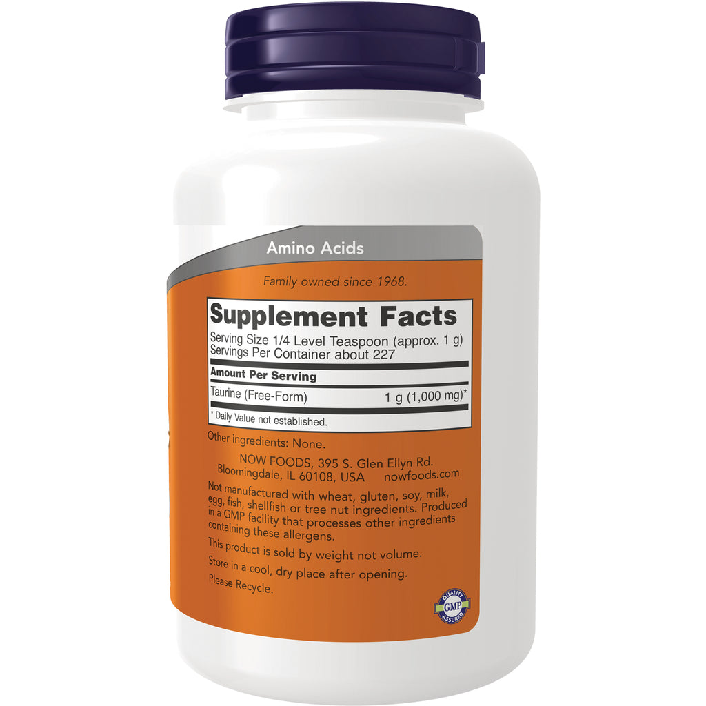 NWF1000 | back of white supplement bottle showing Supplement Facts panel listing Taurine 1 g serving - Thumbnail