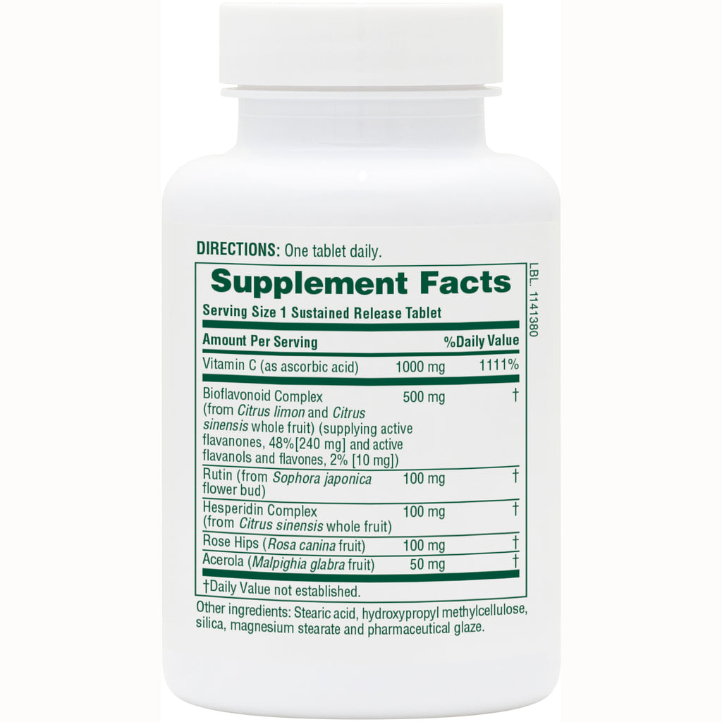 NTP131 | back label with Supplement Facts and Directions: One tablet daily; lists Vitamin C 1000 mg and other ingredients - Thumbnail