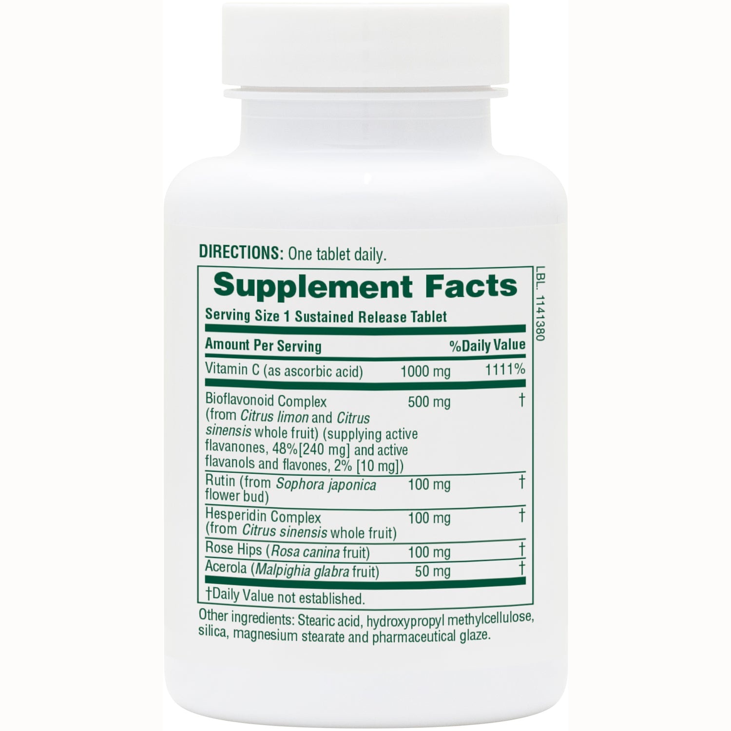 NTP131 | back label with Supplement Facts and Directions: One tablet daily; lists Vitamin C 1000 mg and other ingredients