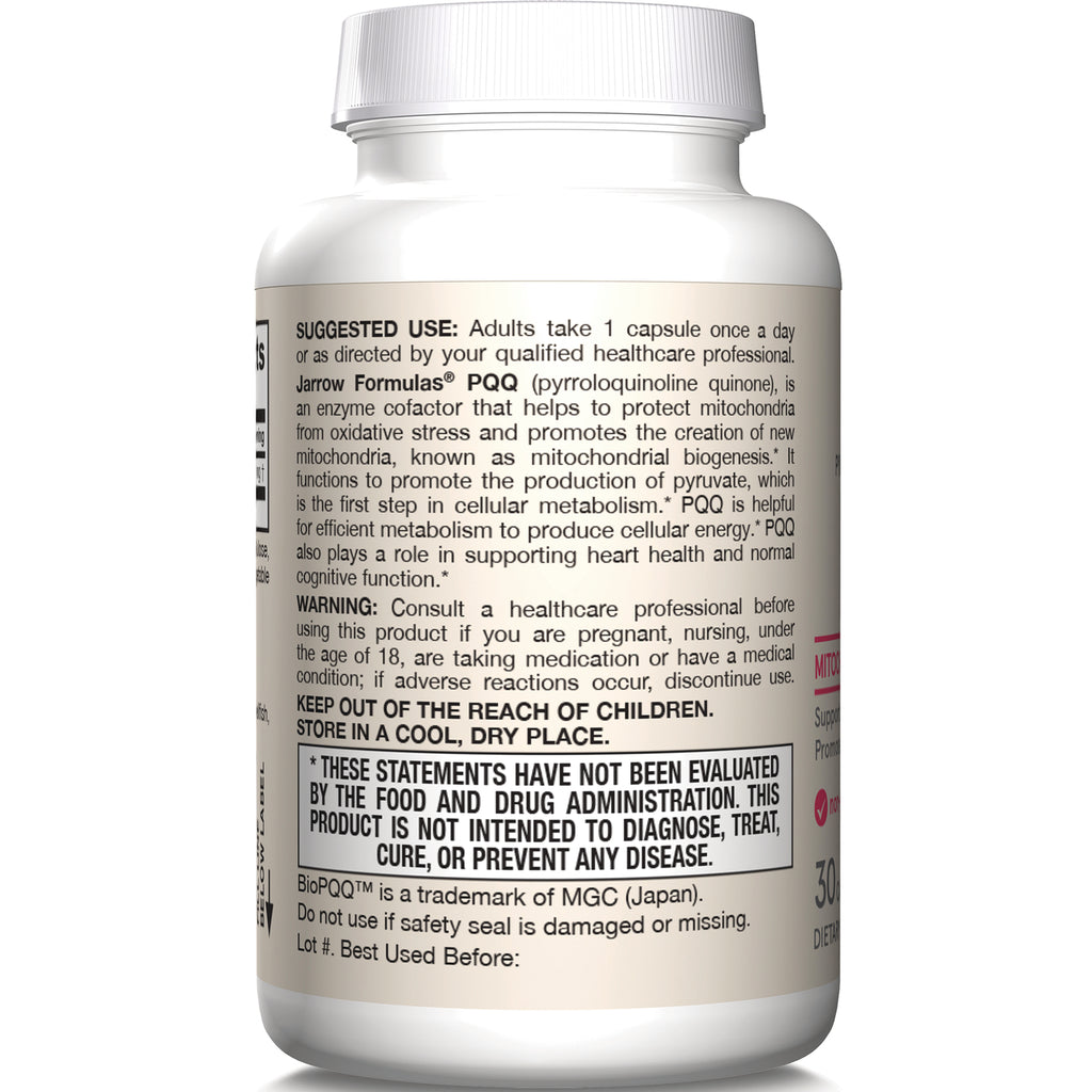 JR263 | back label of white supplement bottle showing suggested use, warning, and FDA disclaimer - Thumbnail
