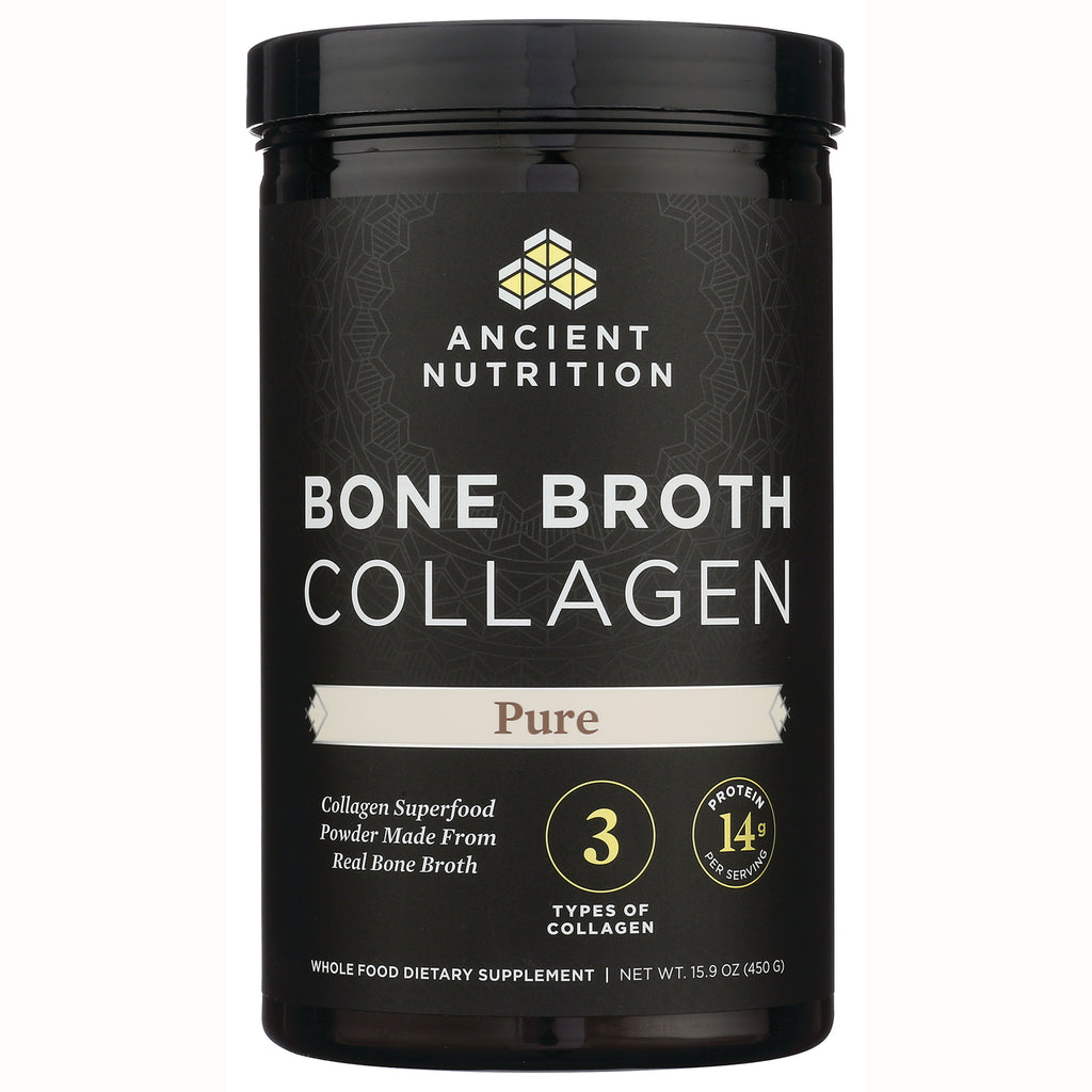 ATN014 | Ancient Nutrition Bone Broth Collagen Pure supplement jar front label - Thumbnail