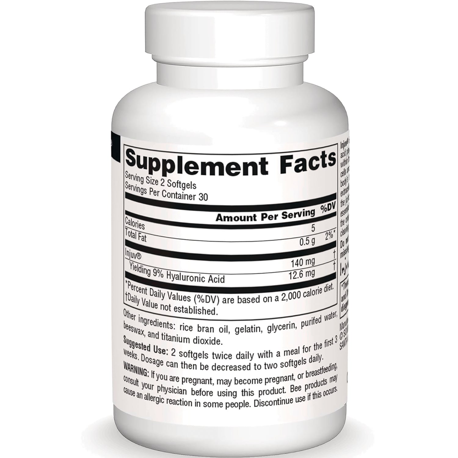 SN344 | Back label with Supplement Facts, serving size 2 softgels, and ingredients