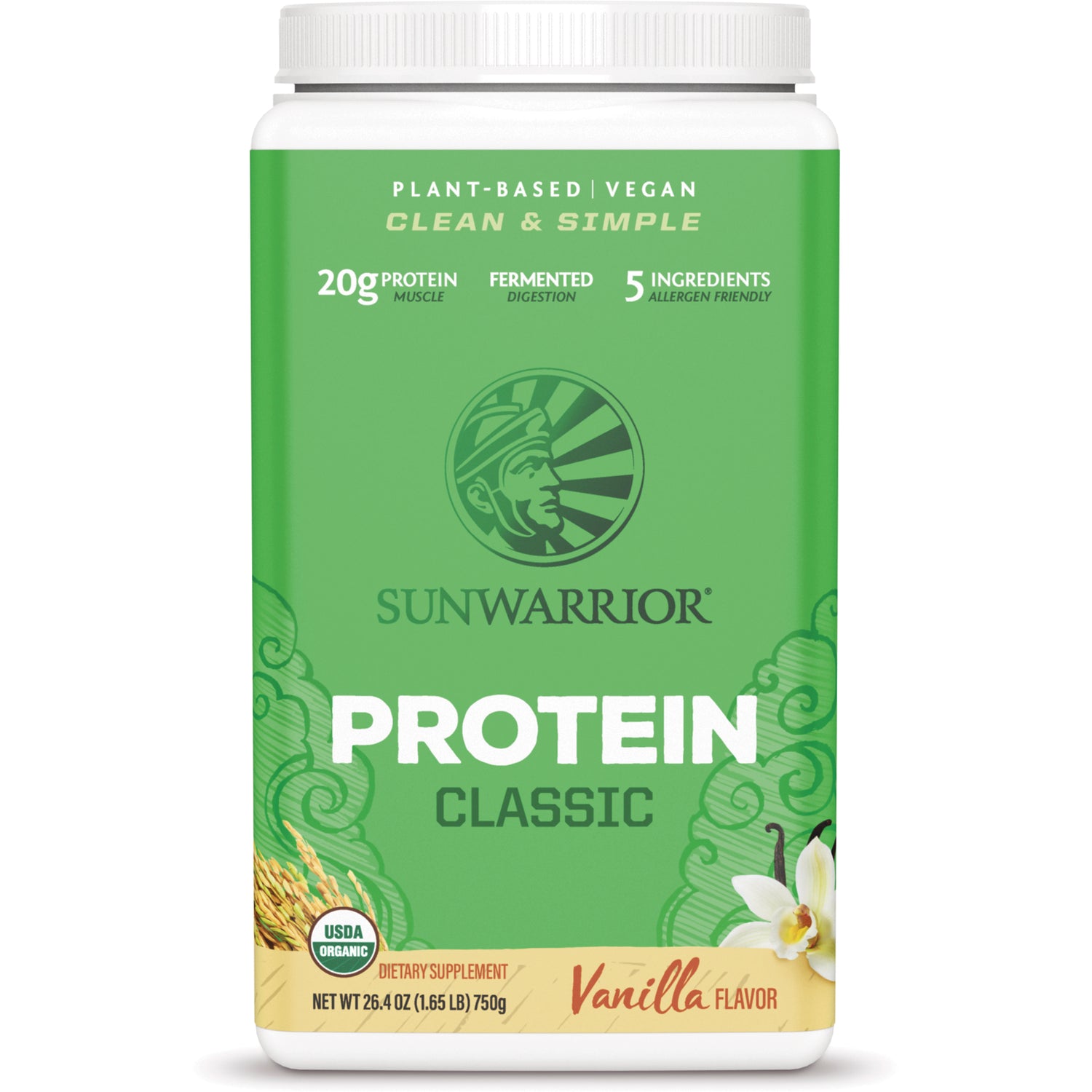 SNW028 | Sunwarrior Protein Classic Vanilla flavor, plant-based vegan protein powder, 750 g