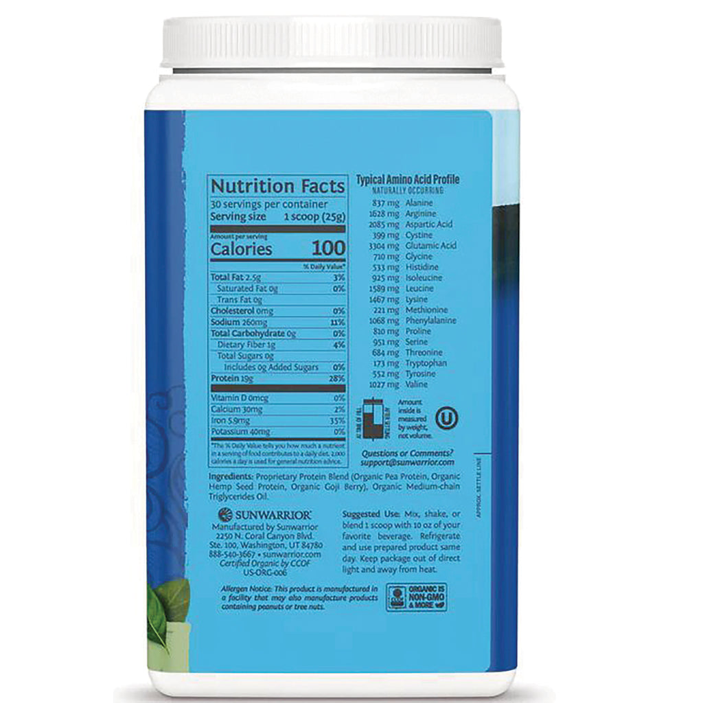 SNW024 | Back label with Nutrition Facts and amino acid profile, 100 calories per 1 scoop serving - Thumbnail