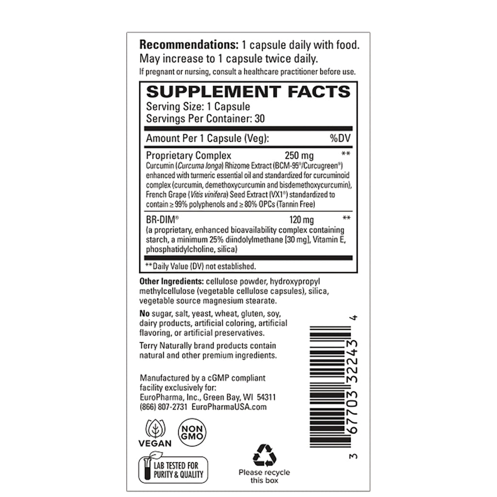 EUR068 | back label showing supplement facts panel with serving size, ingredients, and barcode - Thumbnail