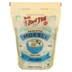 BOB246 | Bob's Red Mill Paleo Style Muesli grain-free cold cereal pouch front packaging showing net wt 14 oz (397g)