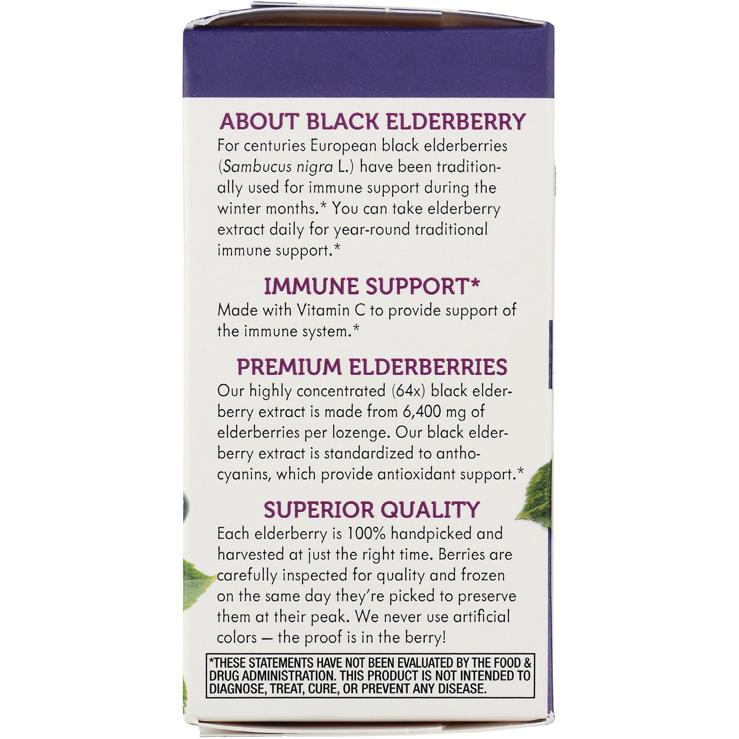 NW662 | product infographic listing black elderberry benefits, immune support, premium elderberries, superior quality
