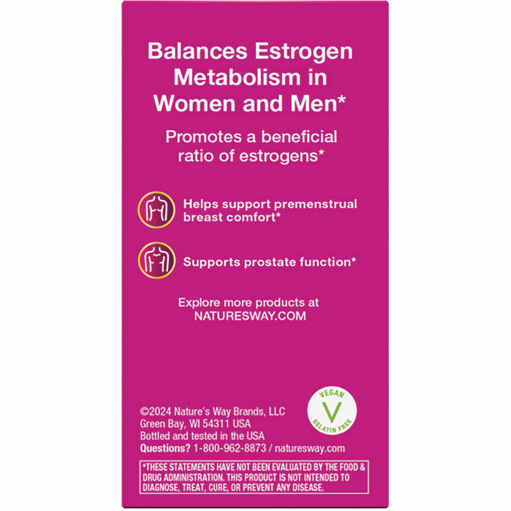 NW556 | Product infographic stating balances estrogen metabolism in women and men; supports premenstrual breast comfort and prostate function - Thumbnail