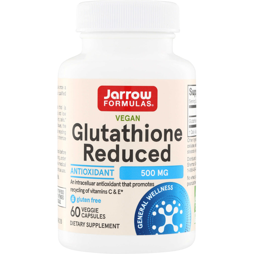 JR083 | Jarrow Formulas Vegan Glutathione Reduced 500 mg antioxidant, 60 veggie capsules - Thumbnail