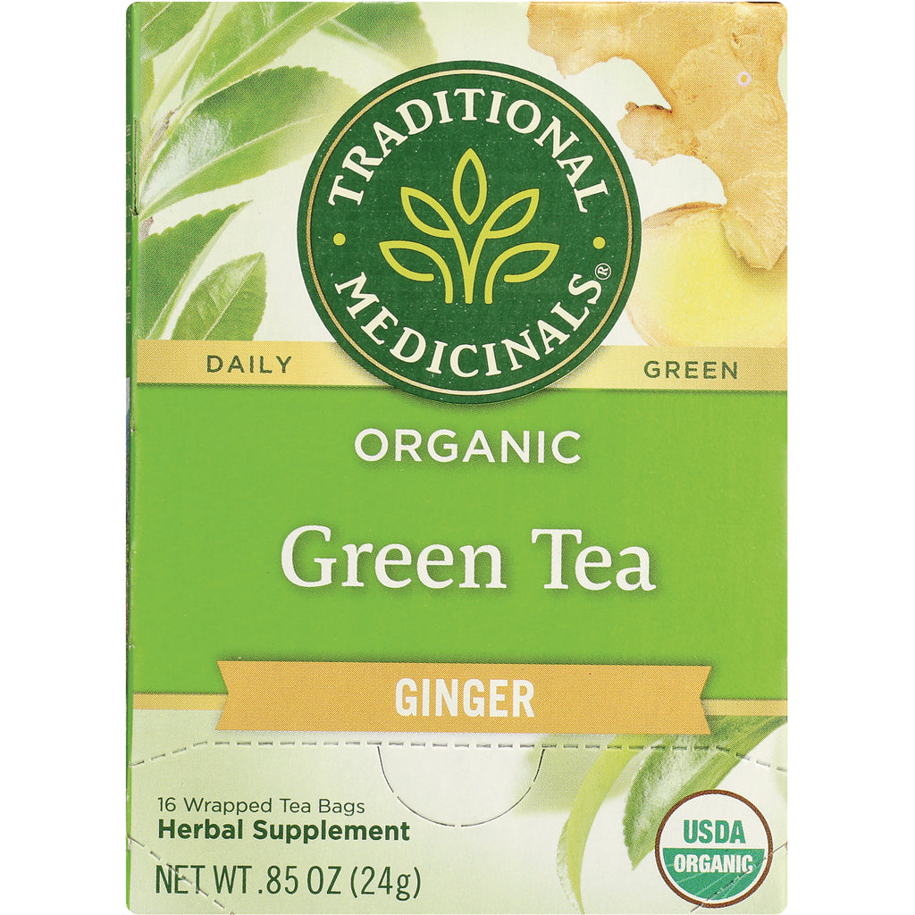 TMD021 | Traditional Medicinals Organic Green Tea Ginger, 16 wrapped tea bags, USDA Organic - Thumbnail