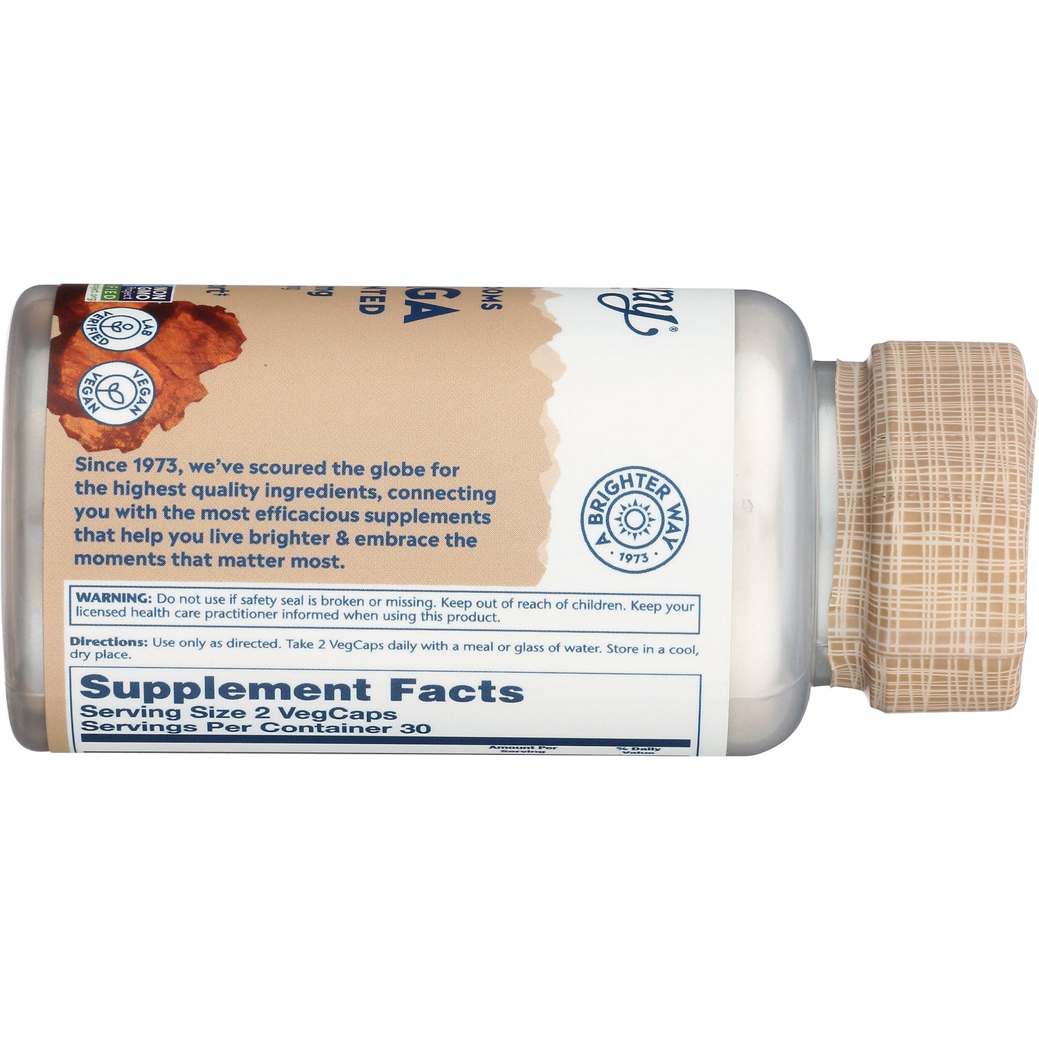 SLR459 | back of supplement bottle label showing Supplement Facts, serving size and directions