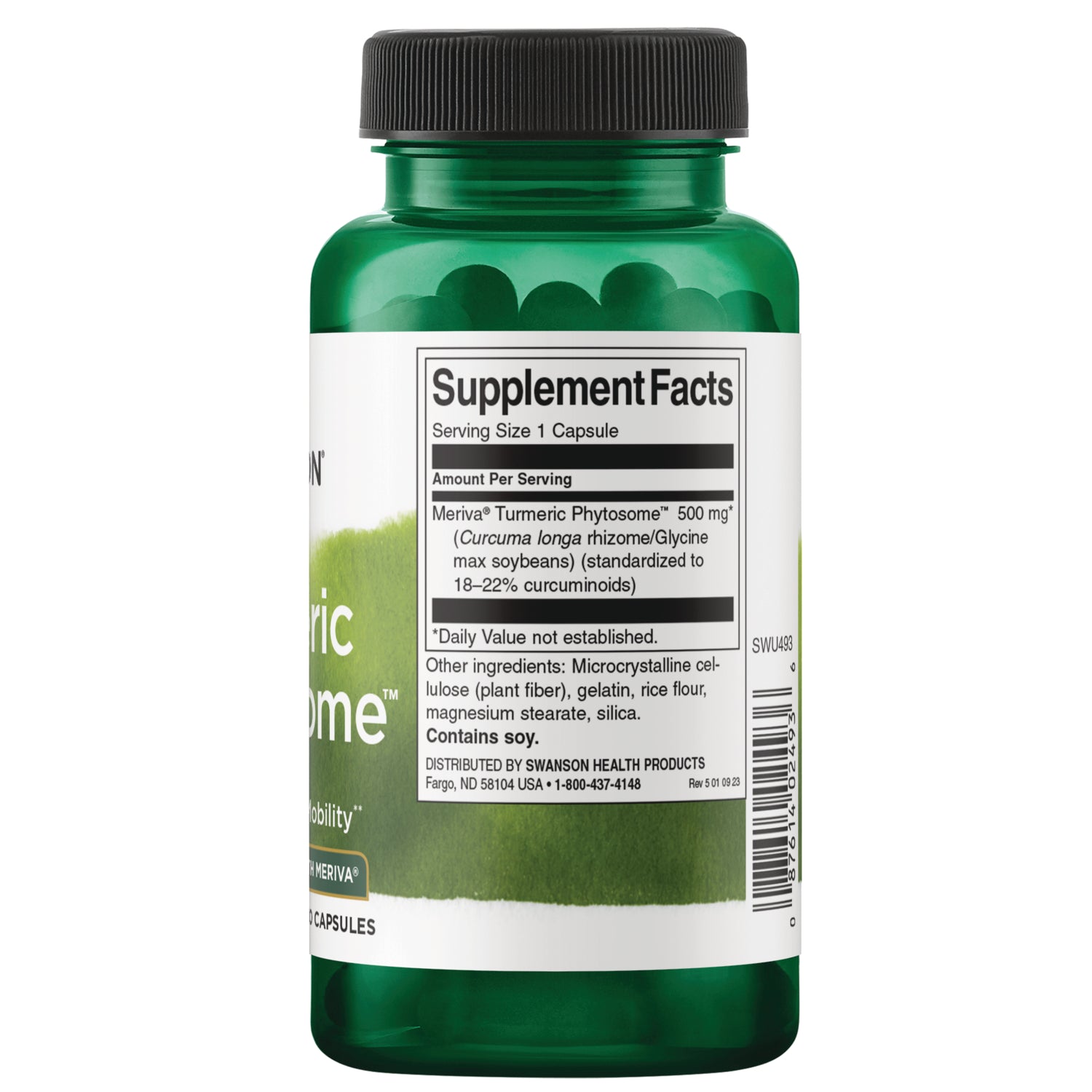 SWU493 | Back label with supplement facts and serving information