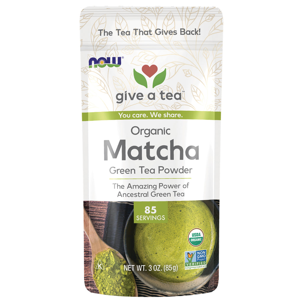 NWF1419 | NOW Give a Tea organic Matcha green tea powder pouch, 85 servings, net wt 3 oz - Thumbnail