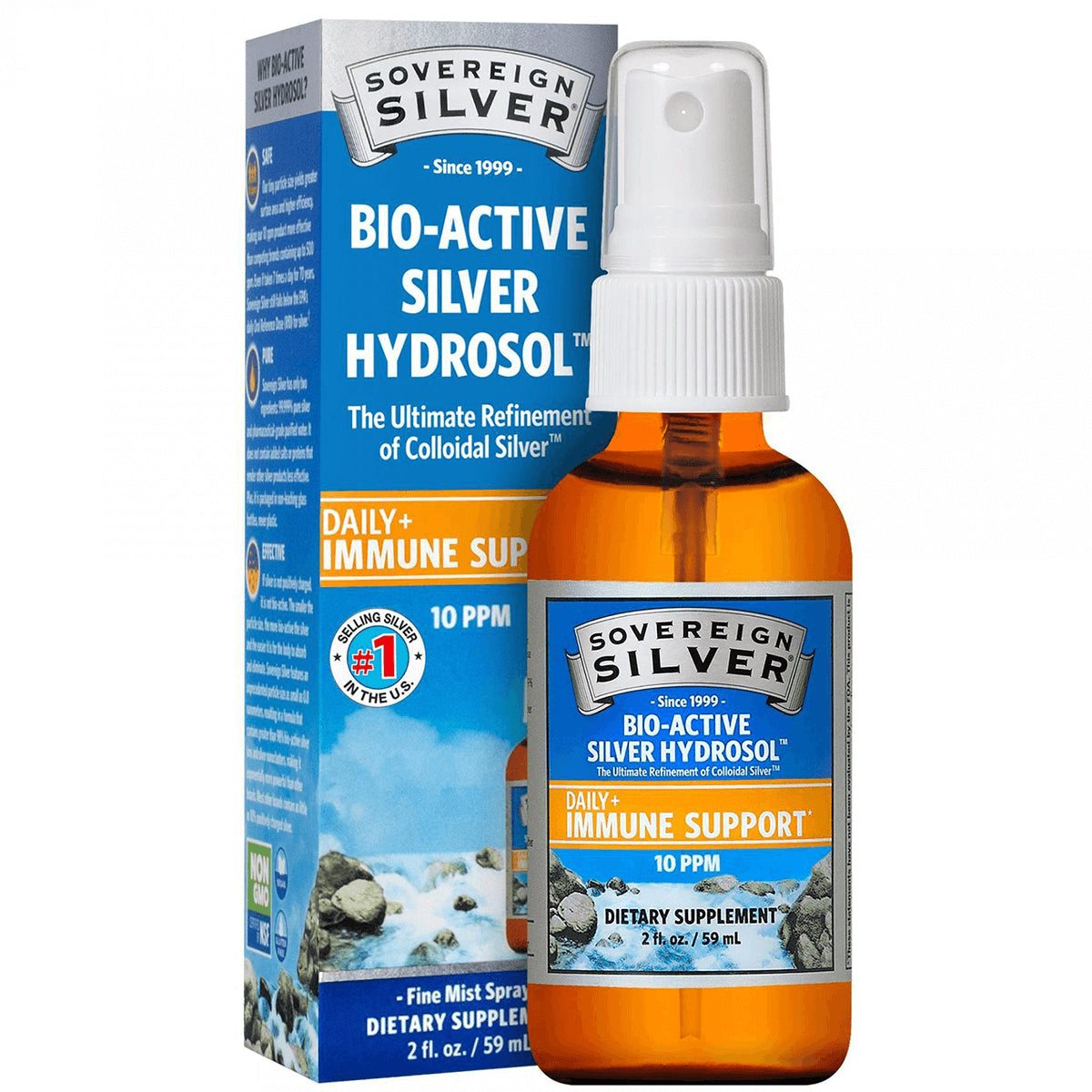 SSL006 | Sovereign Silver Bio-Active Silver Hydrosol fine mist spray, Daily+ Immune Support, 10 PPM, 2 fl oz
