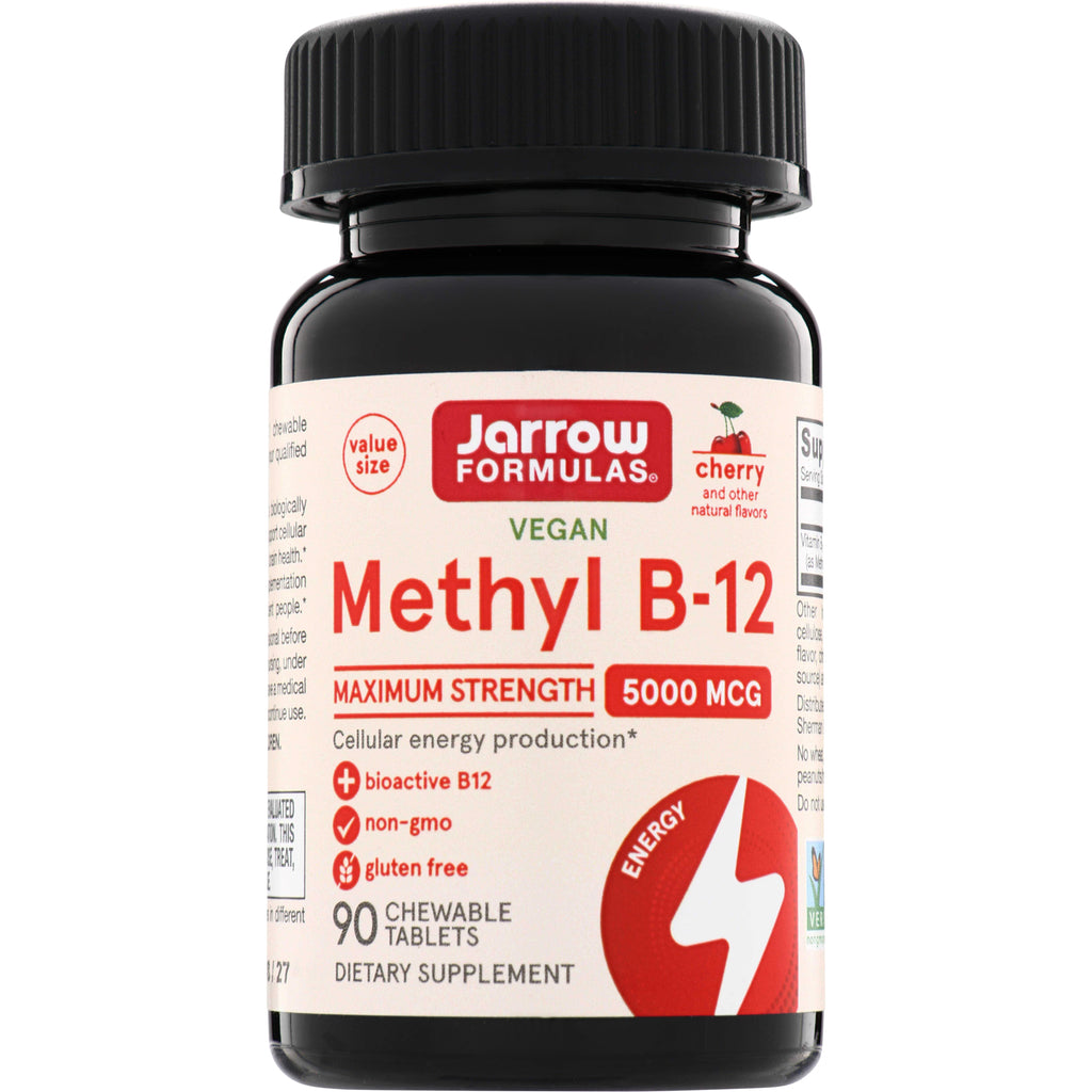 JR361 | Jarrow Formulas Vegan Methyl B-12 5000 mcg, Maximum Strength, 90 chewable tablets, cherry flavor - Thumbnail