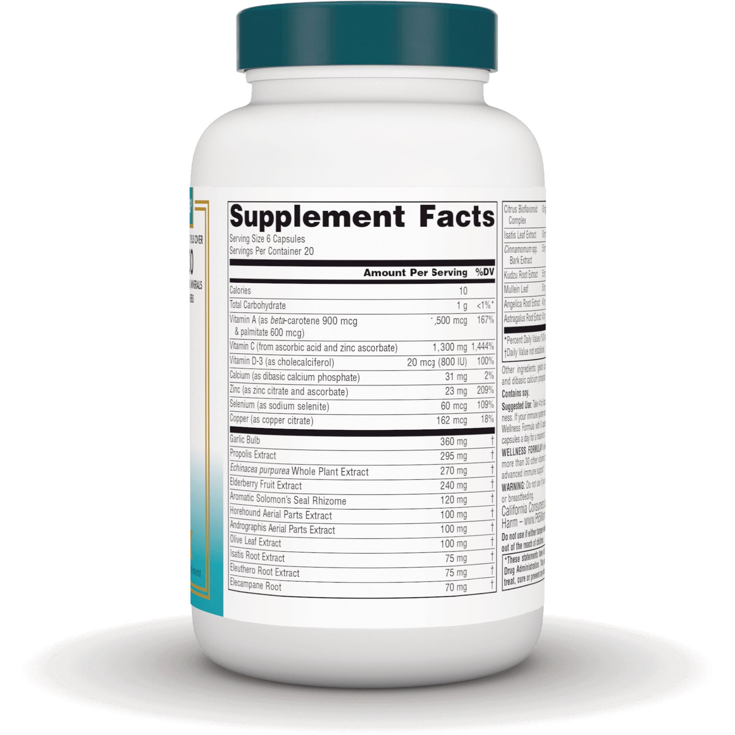 SN146 | Back label showing Supplement Facts panel and ingredients
