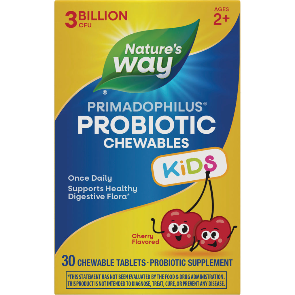 NW565 | Nature's Way Primadophilus probiotic chewables kids cherry flavored box, 30 chewable tablets - Thumbnail