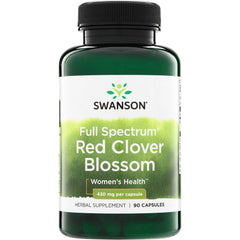 SW1342 | Swanson Full Spectrum Red Clover Blossom herbal supplement bottle, 430 mg per capsule, 90 capsules