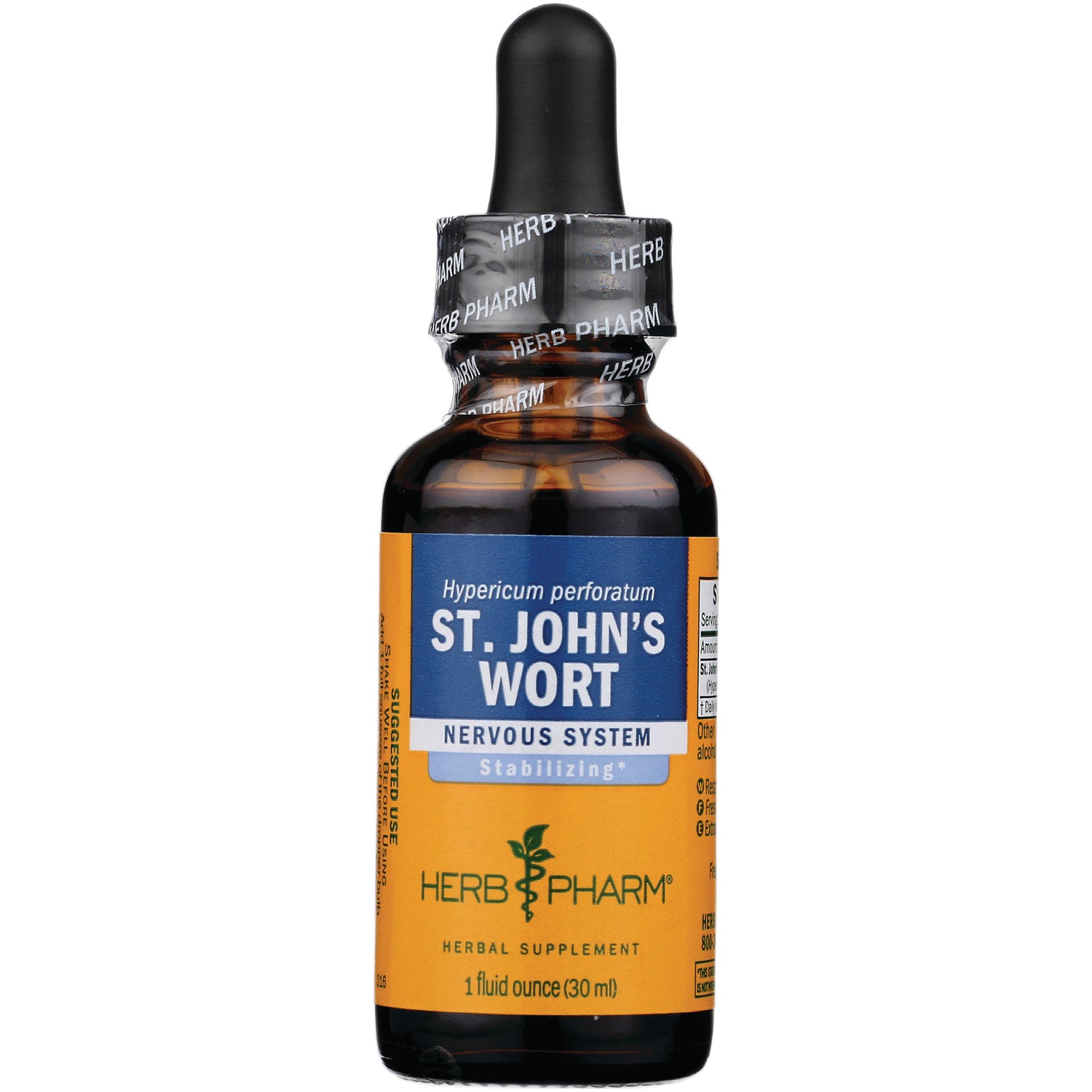 HPH031 | Amber dropper bottle labeled ST. JOHN'S WORT herbal supplement HERB PHARM 1 fluid ounce