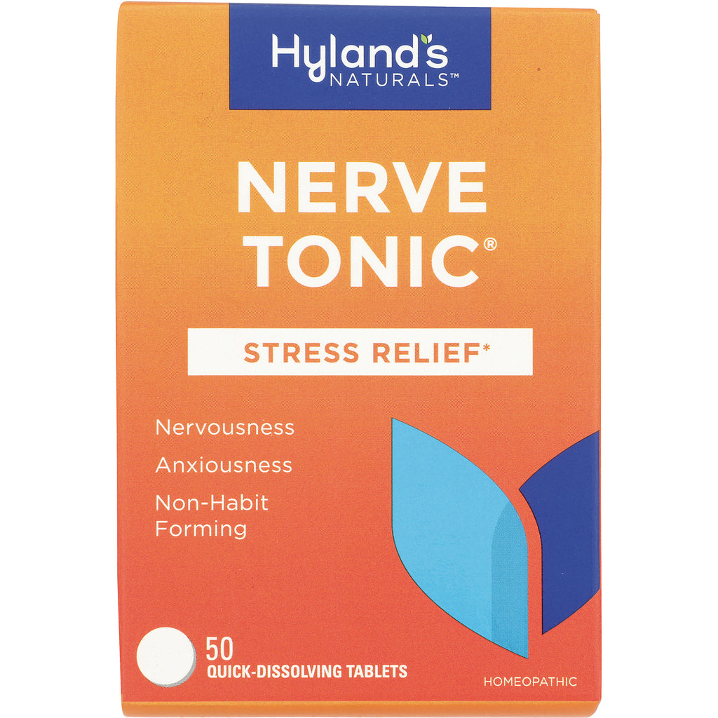 HY257 | Hyland's Naturals Nerve Tonic Stress Relief box, orange packaging, 50 quick-dissolving tablets - Thumbnail