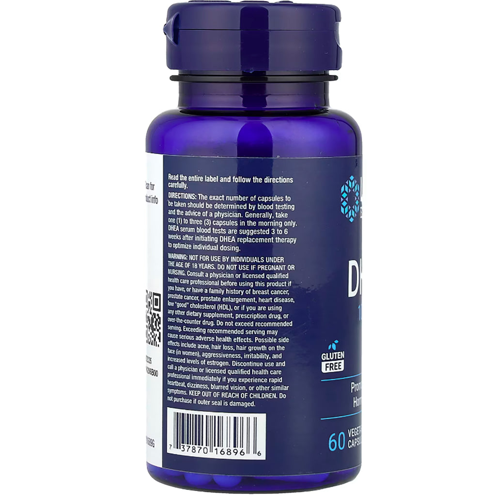 Blue supplement bottle back label showing directions, warnings, barcode and gluten free badge - Thumbnail