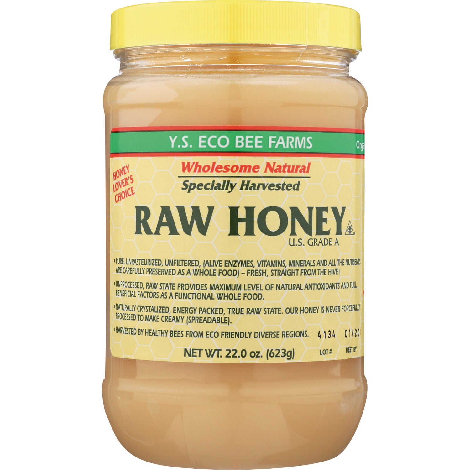 YS014 | Y.S. Eco Bee Farms Raw Honey, U.S. Grade A, 22 oz jar