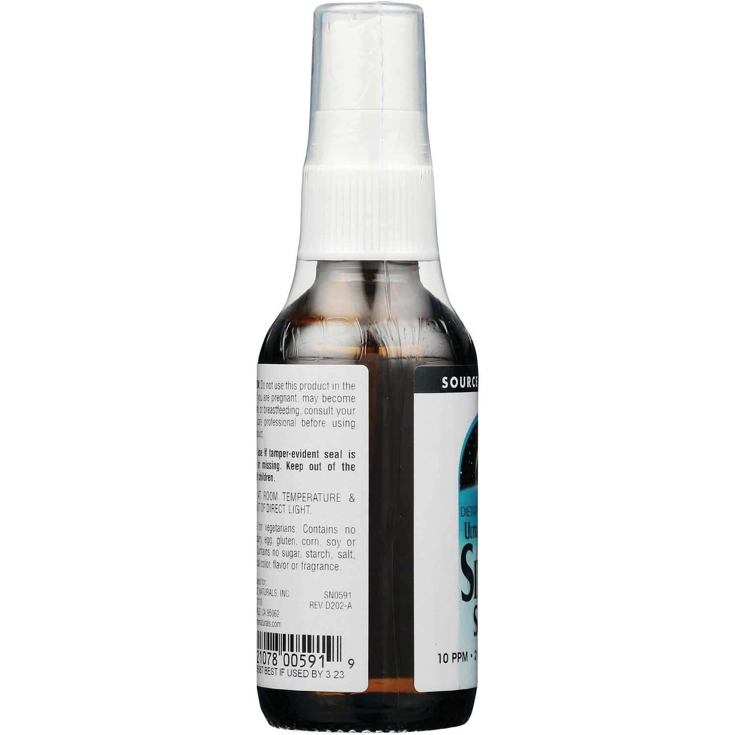 SN269 | Back label with directions and warnings on Source Naturals Selenium spray bottle
