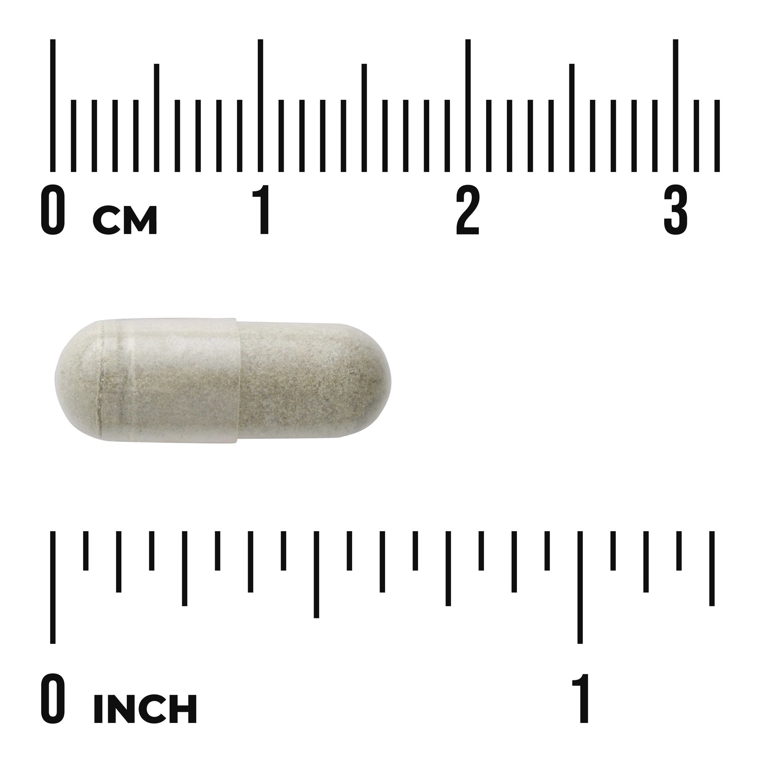 SW1144 | Capsule size shown against centimeter and inch rulers