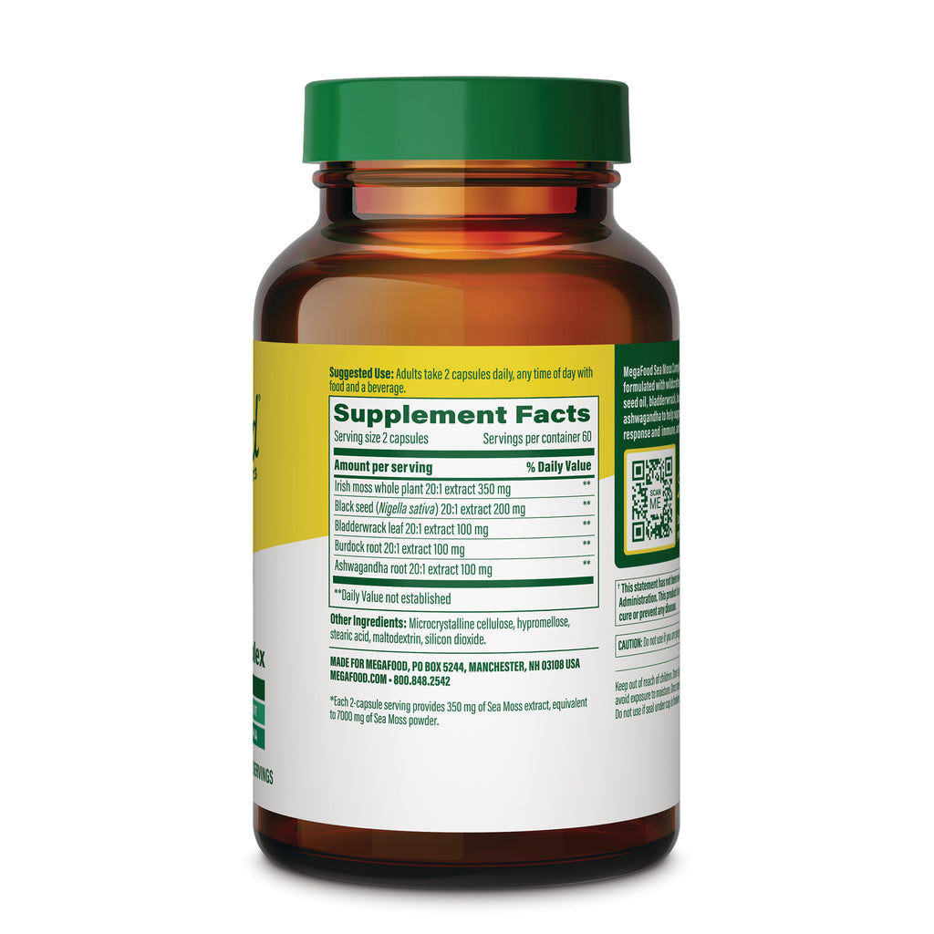 MGF147 | Back of amber supplement bottle showing Supplement Facts panel, ingredient list and QR code - Thumbnail