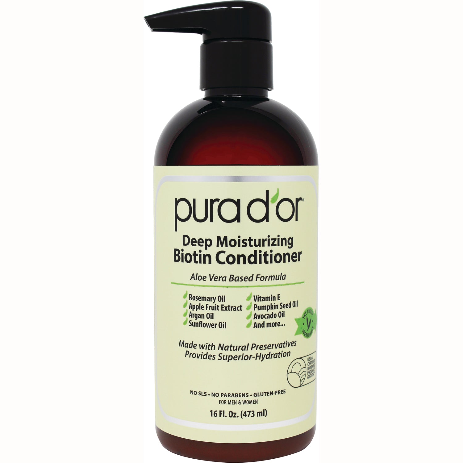 PDO015 | Pura d'or Deep Moisturizing Biotin Conditioner 16 fl oz pump bottle