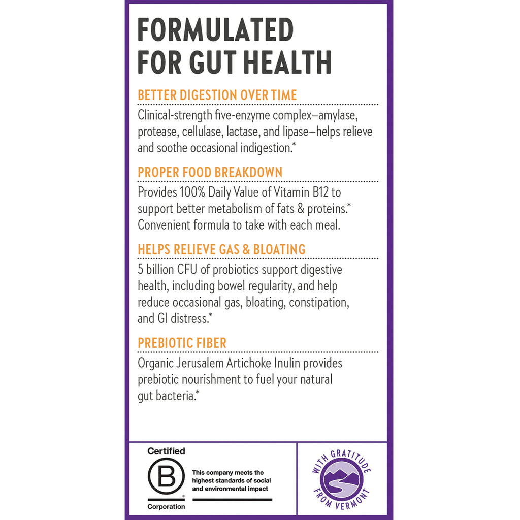 NWC397 | product infographic stating Formulated for Gut Health with benefits: better digestion, food breakdown, relieves gas and bloating, prebiotic fiber - Thumbnail
